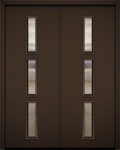 WDMA 64x96 Door (5ft4in by 8ft) Exterior 96in ThermaPlus Steel Huntington Contemporary Double Door w/Textured Glass 1