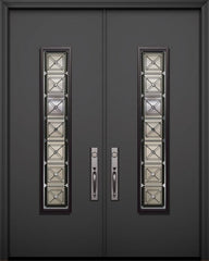 WDMA 64x96 Door (5ft4in by 8ft) Exterior Smooth 96in Double Malibu Solid Contemporary Door with Speakeasy 1