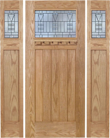 WDMA 66x80 Door (5ft6in by 6ft8in) Exterior Oak Biltmore Single Door/2side w/ B Glass 1