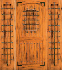 WDMA 66x80 Door (5ft6in by 6ft8in) Exterior Knotty Alder Front Door with Two Sidelights Speakeasy 1
