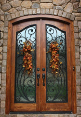 WDMA 68x78 Door (5ft8in by 6ft6in) Exterior Mahogany Knotty Alder or Cliffs Redwood Double Door/Arch Top 1-3/4 Thick 2