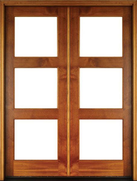WDMA 68x78 Door (5ft8in by 6ft6in) Exterior Mahogany Full View 3 Lite Double Door 1