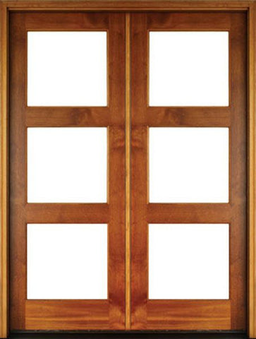 WDMA 68x78 Door (5ft8in by 6ft6in) Exterior Mahogany Full View 3 Lite Double Door 1