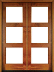 WDMA 68x78 Door (5ft8in by 6ft6in) Exterior Mahogany Full View 3 Lite Double Door 1