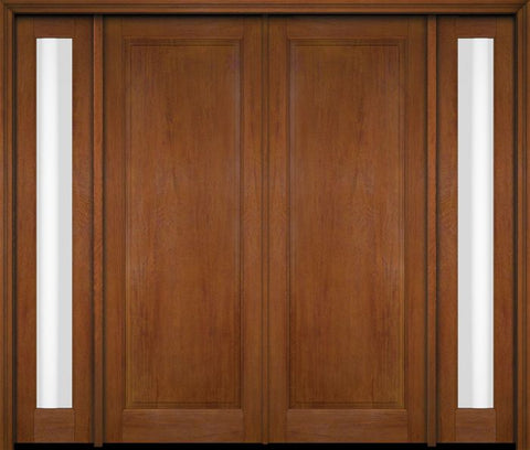 WDMA 68x78 Door (5ft8in by 6ft6in) Exterior Swing Mahogany Full Raised Panel Solid Double Entry Door Sidelights 4
