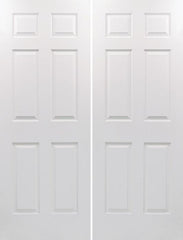 WDMA 68x80 Door (5ft8in by 6ft8in) Interior Swing Woodgrain 80in Colonist Hollow Core Textured Double Door|1-3/8in Thick 1