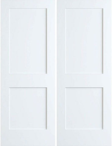 WDMA 68x80 Door (5ft8in by 6ft8in) Interior Barn Pine 80in Primed 2 Panel Shaker Double Door | 4102 1
