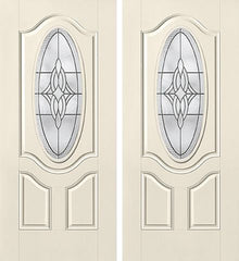 WDMA 68x80 Door (5ft8in by 6ft8in) Exterior Smooth Wellesley 3/4 Deluxe Oval Lite 2 Panel Star Double Door 1