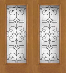 WDMA 68x80 Door (5ft8in by 6ft8in) Exterior Oak Fiberglass Impact Door Full Lite Salinas 6ft8in Double 1
