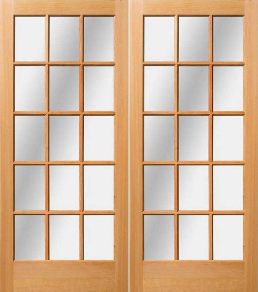 WDMA 72x84 Door (6ft by 7ft) Exterior Fir 84in 1-3/4in - 15 lites Double Door 1