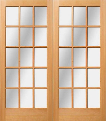 WDMA 72x84 Door (6ft by 7ft) Exterior Fir 84in 1-3/4in - 15 lites Double Door 1