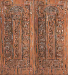 WDMA 72x84 Door (6ft by 7ft) Exterior Mahogany Mayan Motifs Carved Double Door in Solid  1