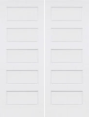 WDMA 72x96 Door (6ft by 8ft) Interior Barn Smooth 96in Conmore 5 Panel Shaker Solid Core Double Door|1-3/4in Thick 1