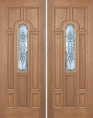 WDMA 72x96 Door (6ft by 8ft) Exterior Mahogany Revis Double Door w/ Tiffany Glass - 8ft Tall 1