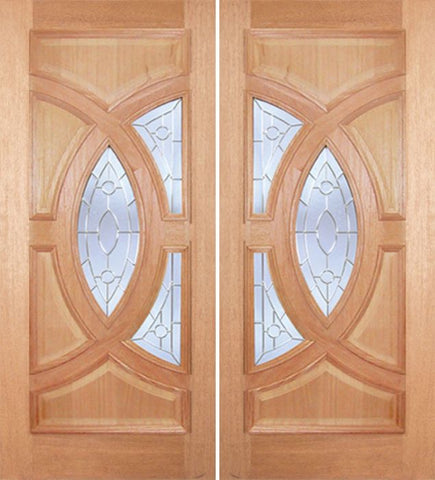 WDMA 72x96 Door (6ft by 8ft) Exterior Mahogany Crescendo Double Door w/ PA Glass 1