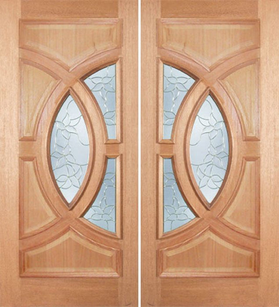 WDMA 72x96 Door (6ft by 8ft) Exterior Mahogany Crescendo Double Door w/ PS Glass 1