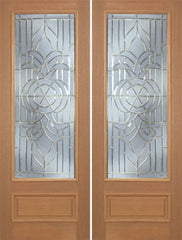WDMA 72x96 Door (6ft by 8ft) Exterior Mahogany Livingston Double Door w/ C Glass - 8ft Tall 1