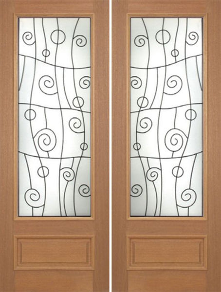 WDMA 72x96 Door (6ft by 8ft) Exterior Mahogany Roma Double Door w/ RM Glass - 8ft Tall 1