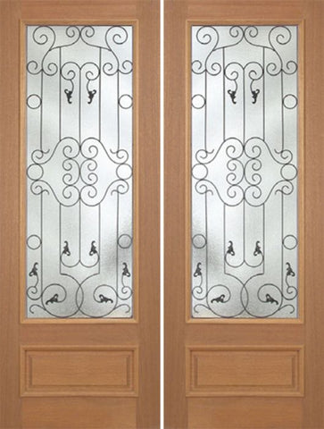 WDMA 72x96 Door (6ft by 8ft) Exterior Mahogany Roma Double Door w/ WM Glass - 8ft Tall 1