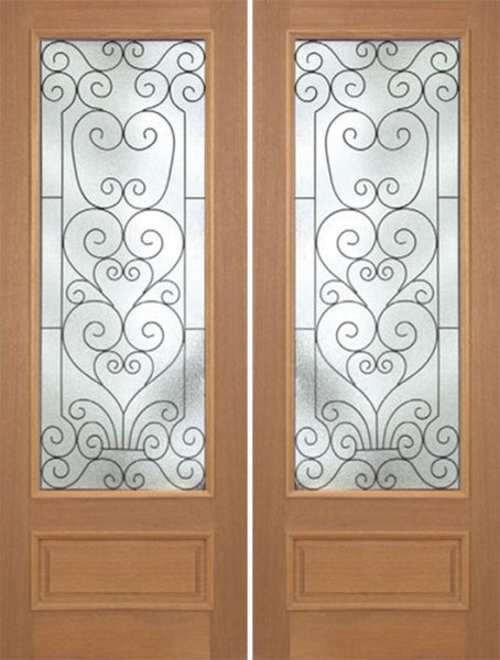 WDMA 72x96 Door (6ft by 8ft) Exterior Mahogany Roma Double Door w/ SM Glass - 8ft Tall 1