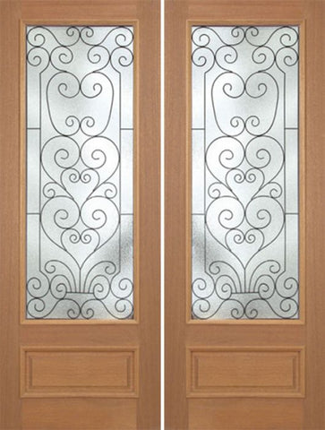 WDMA 72x96 Door (6ft by 8ft) Exterior Mahogany Roma Double Door w/ SM Glass - 8ft Tall 1