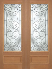 WDMA 72x96 Door (6ft by 8ft) Exterior Mahogany Roma Double Door w/ SM Glass - 8ft Tall 1