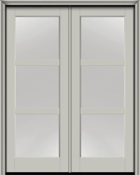 WDMA 72x96 Door (6ft by 8ft) Exterior Smooth 3 Lite 8ft0in Full Lite Flush-Glazed Fiberglass Double Door 1