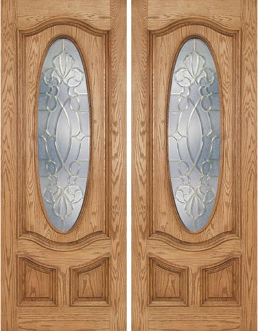 WDMA 72x96 Door (6ft by 8ft) Exterior Oak Dally Double Door w/ CO Glass - 8ft Tall 1