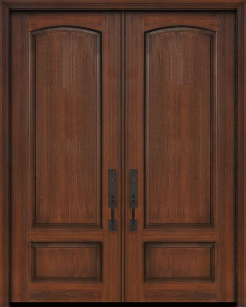 WDMA 72x96 Door (6ft by 8ft) Exterior Cherry Pro 96in Double 2 Panel Arch Door 1