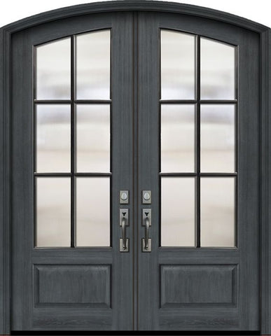 WDMA 72x96 Door (6ft by 8ft) Exterior Mahogany 36in x 96in Double Arch Top 6 Lite SDL DoorCraft Door 1