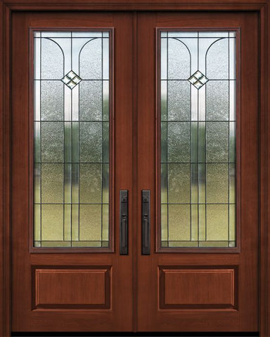 WDMA 72x96 Door (6ft by 8ft) Exterior Cherry Pro 96in Double 1 Panel 3/4 Lite Cantania Door 1