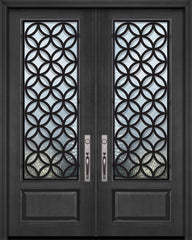 WDMA 72x96 Door (6ft by 8ft) Exterior Cherry Pro 96in Double 1 Panel 3/4 Lite Eclectic Steel Grille Door 1