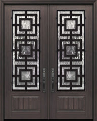 WDMA 72x96 Door (6ft by 8ft) Exterior Cherry Pro 96in Double 1 Panel 3/4 Lite Moderna Steel Grille Door 1