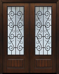 WDMA 72x96 Door (6ft by 8ft) Exterior Cherry Pro 96in Double 1 Panel 3/4 Lite St. Charles Door 1