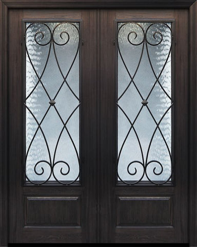 WDMA 72x96 Door (6ft by 8ft) Exterior Cherry Pro 96in Double 1 Panel 3/4 Lite Charleston Door 1