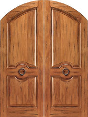 WDMA 72x96 Door (6ft by 8ft) Exterior Tropical Hardwood RS-1120 Arch Top Raised 2-Panel Rustic Hardwood Double Door w Knocker 1