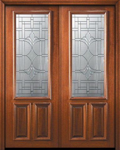 WDMA 72x96 Door (6ft by 8ft) Exterior Mahogany 36in x 96in Double 2/3 Lite Marsala Door 1