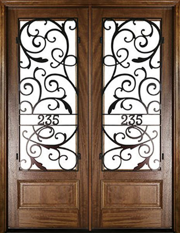 WDMA 72x96 Door (6ft by 8ft) Exterior Swing Mahogany Wakefield Double Door w Iron #2 1