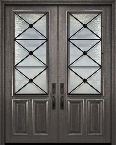 WDMA 72x96 Door (6ft by 8ft) Exterior Mahogany 36in x 96in Double 2/3 Lite Republic Portobello Door 1