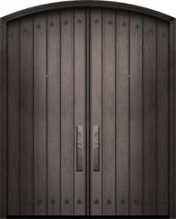 WDMA 72x96 Door (6ft by 8ft) Exterior Mahogany 96in Double Plank Arch Top Door with Clavos 1
