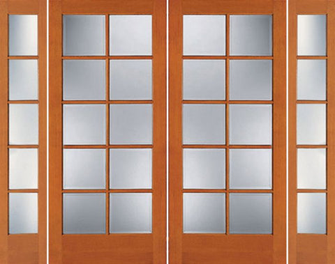 WDMA 76x80 Door (6ft4in by 6ft8in) Exterior Fir 1510 10-Lite Double Door Sidelights 1