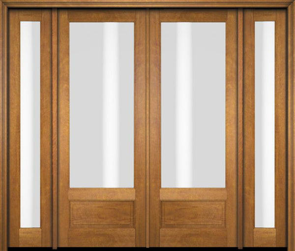 WDMA 76x80 Door (6ft4in by 6ft8in) Exterior Swing Mahogany 3/4 Lite Double Entry Door Full Sidelights 1