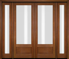 WDMA 76x80 Door (6ft4in by 6ft8in) Exterior Swing Mahogany 3/4 Lite Double Entry Door Full Sidelights 4