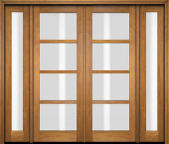 WDMA 76x80 Door (6ft4in by 6ft8in) Exterior Swing Mahogany 4 Lite Windermere Shaker Double Entry Door Sidelights 1