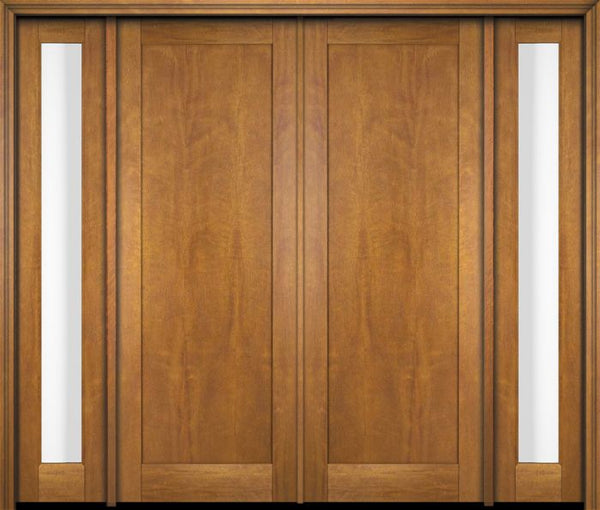 WDMA 76x80 Door (6ft4in by 6ft8in) Exterior Swing Mahogany Modern Full Flat Cross Panel Shaker Double Entry Door Sidelights 1