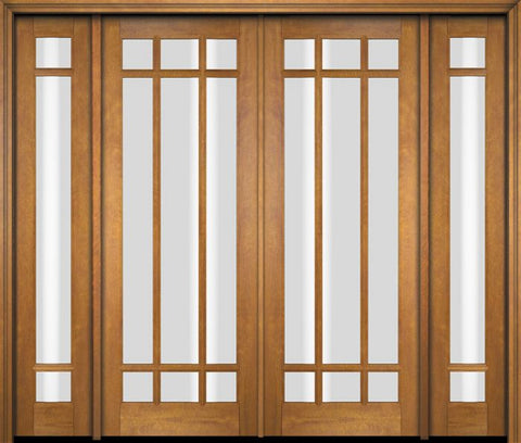 WDMA 76x80 Door (6ft4in by 6ft8in) Exterior Swing Mahogany 9 Lite Marginal Double Entry Door Sidelights 1