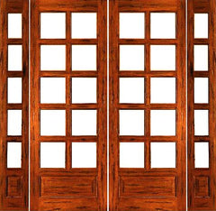 WDMA 76x96 Door (6ft4in by 8ft) French Tropical Hardwood Rustic-10-lite-P/B Solid IG Glass Double Door Sidelights 1