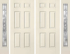 WDMA 80x80 Door (6ft8in by 6ft8in) Exterior Smooth 6 Panel Star Double Door 2 Sides Wellesley Full Lite 1