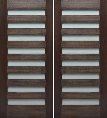 WDMA 84x80 Door (7ft by 6ft8in) Exterior Mahogany Modern 8-Lite Double Door with Opaque Sandblast Glass 2