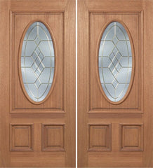 WDMA 84x80 Door (7ft by 6ft8in) Exterior Mahogany Maryvale Double Door w/ A Glass 1